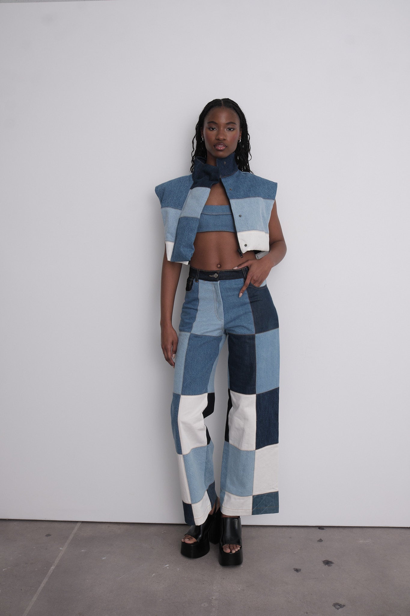 CEKETTE Patchwork Denim Pants