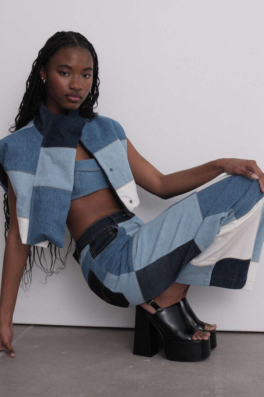 CEKETTE Patchwork Denim Pants