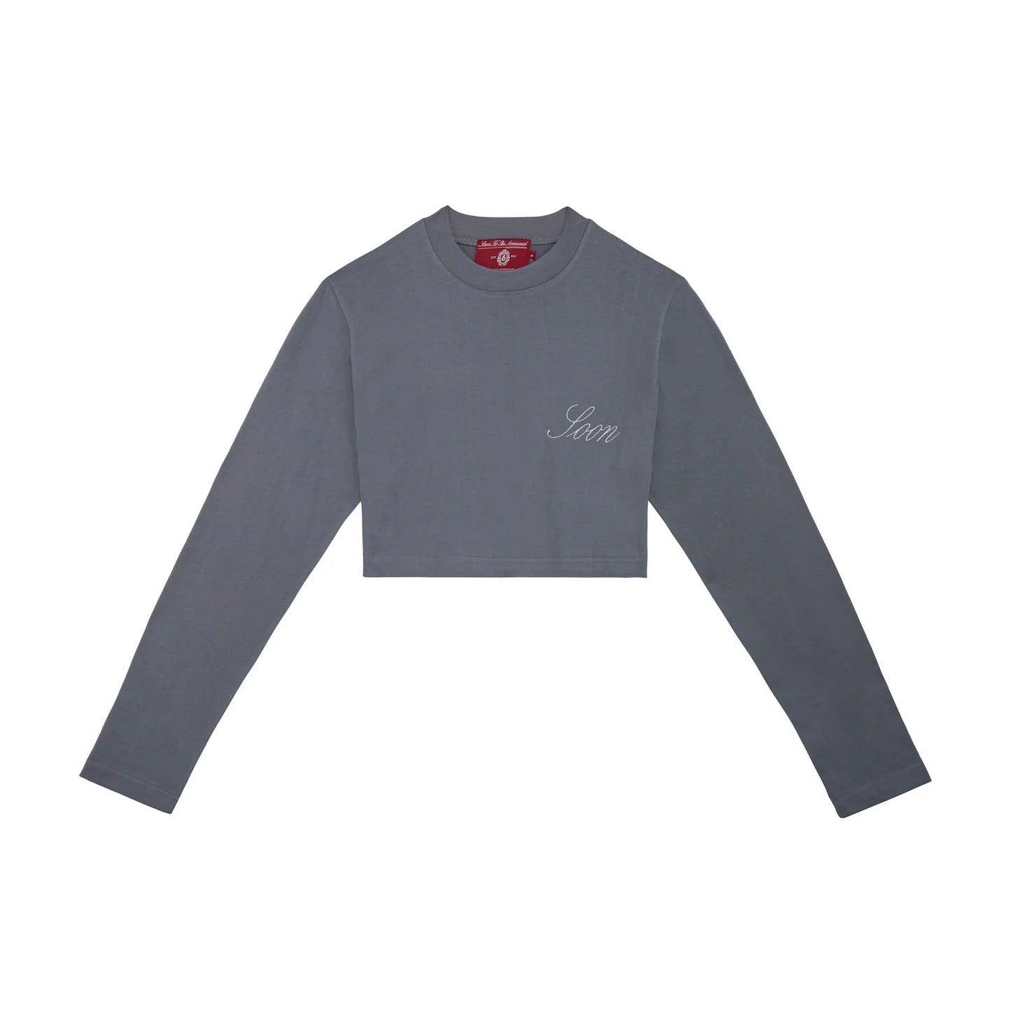 SOON TO BE ANNOUNCED Soon Embroidery L/S Crop T-Shirt Lava Smoke