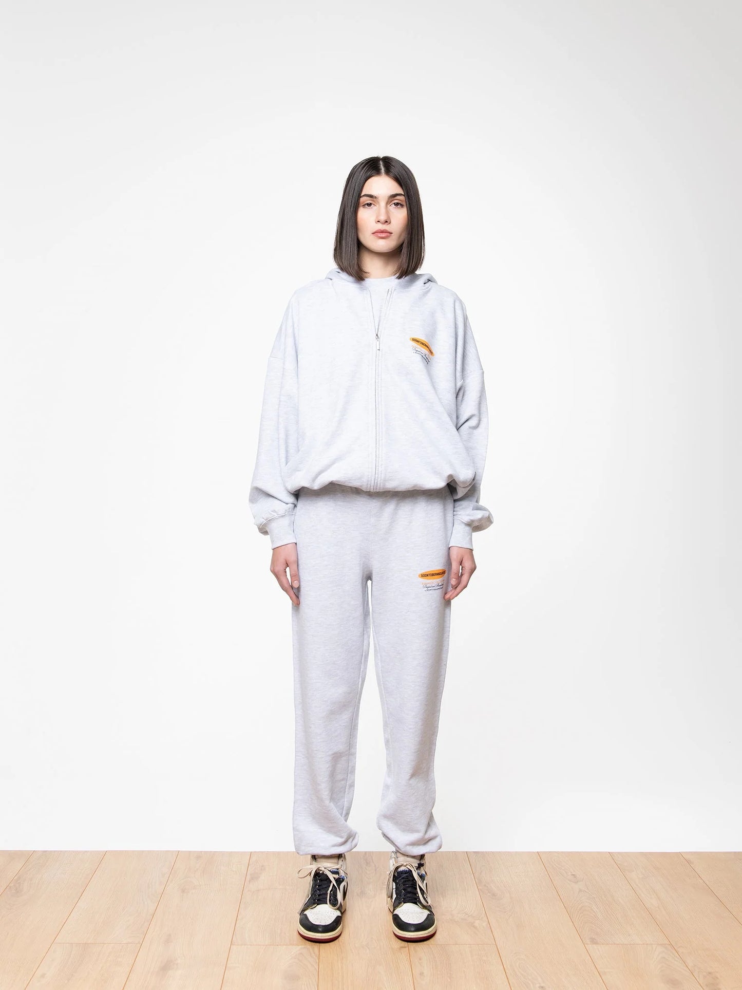 SOON TO BE ANNOUNCED Essentials Logo Zip Hoodie Grey Melange