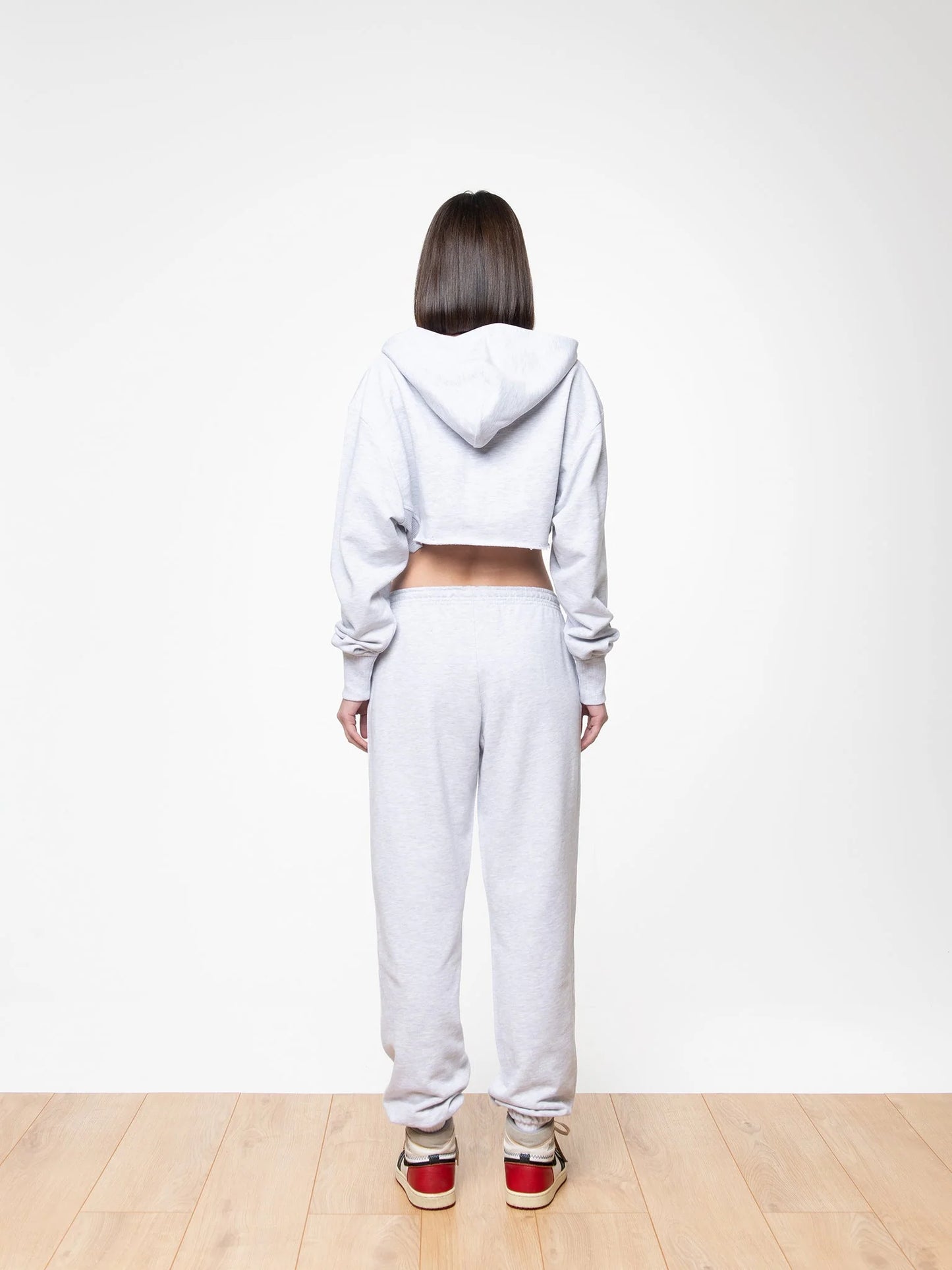 SOON TO BE ANNOUNCED Essentials Crop Hoodie Grey Melange