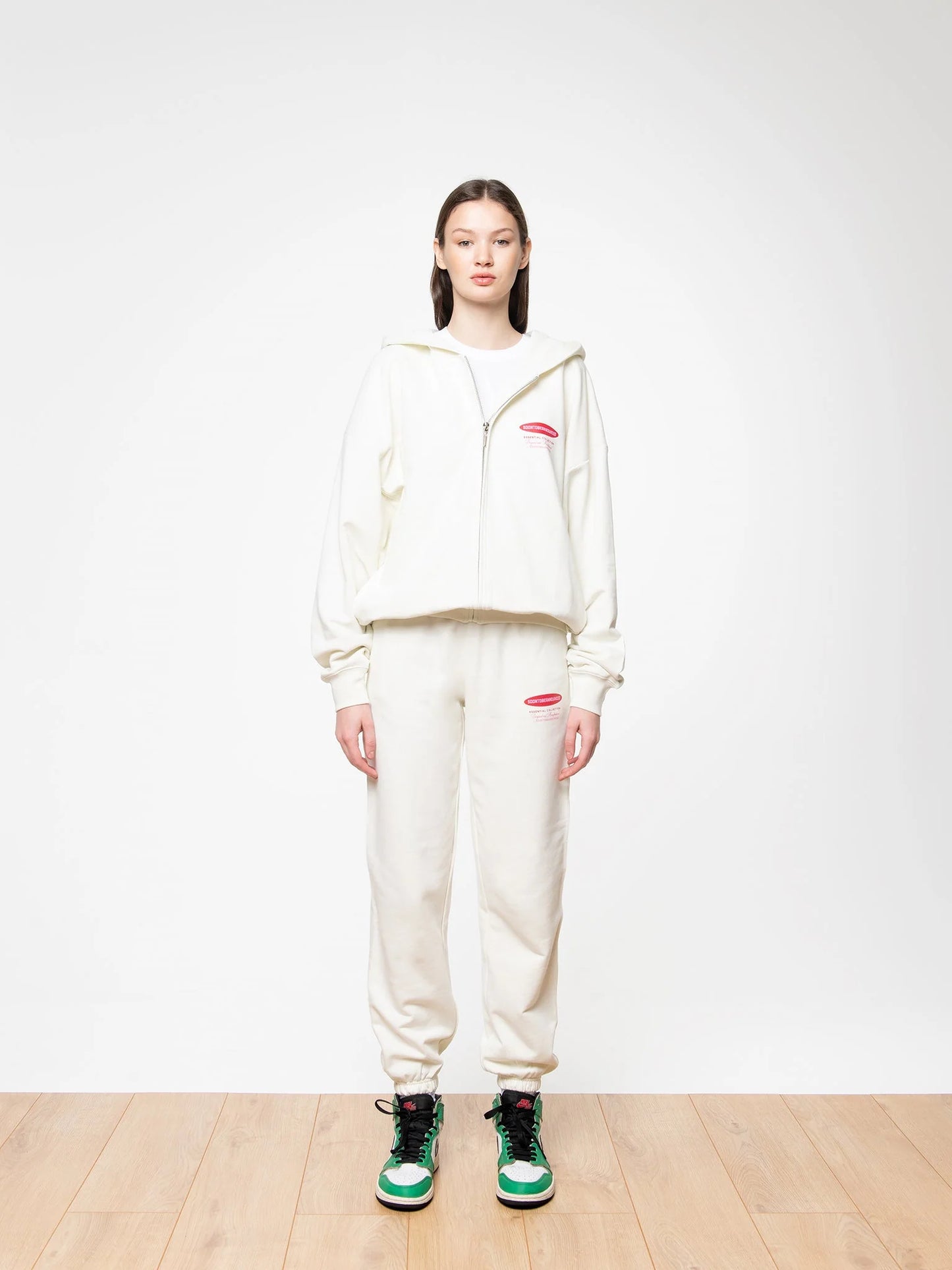SOON TO BE ANNOUNCED Essentials Logo Zip Hoodie White Asparagus