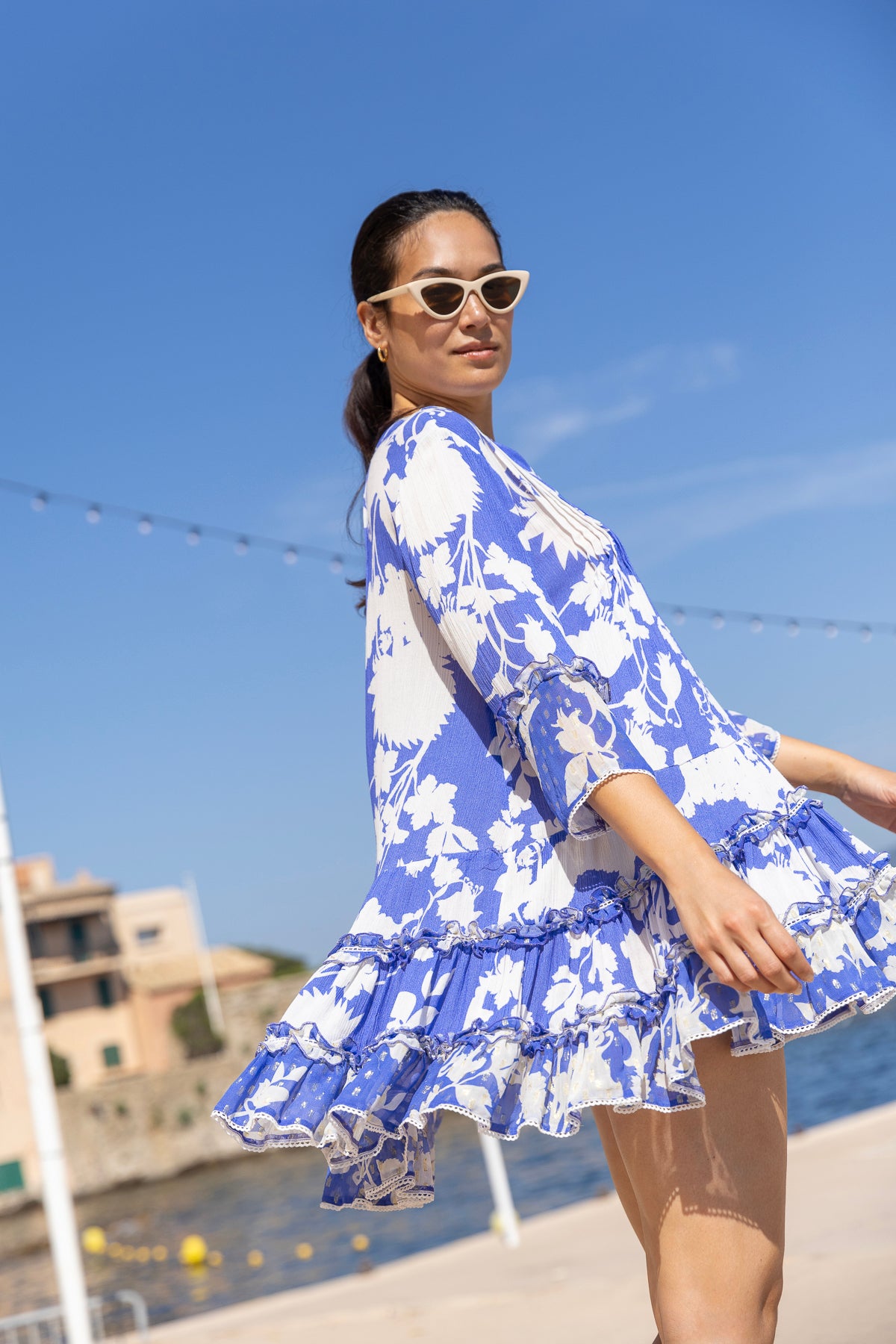 Sunday Saint Tropez Bella Ciao Flower Dress Blue