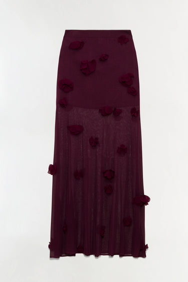 Simkhai Cora Floral Applique Midi Skirt Fig
