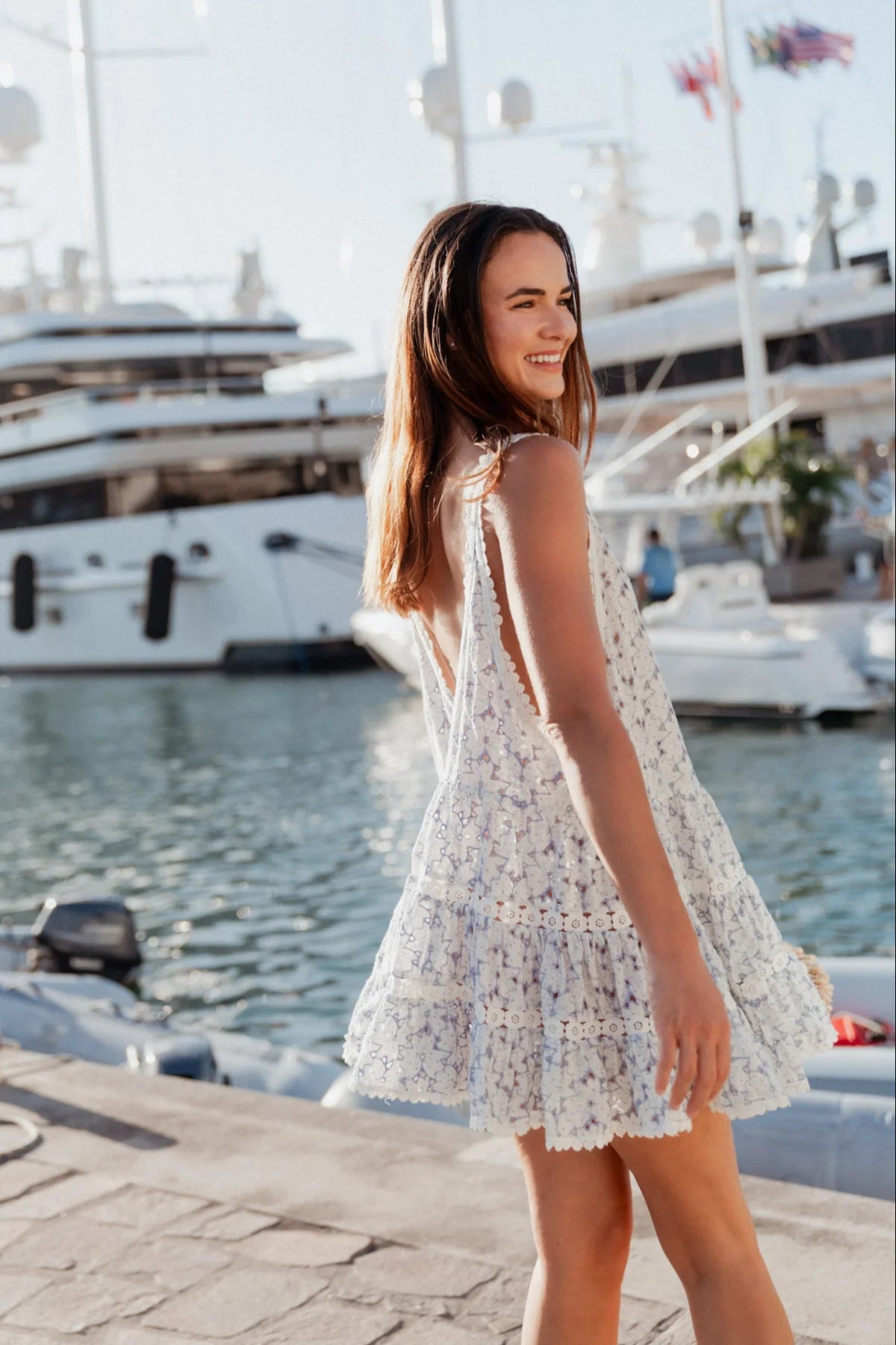 Sunday Saint Tropez Marylin Embroidered Dress Lavander