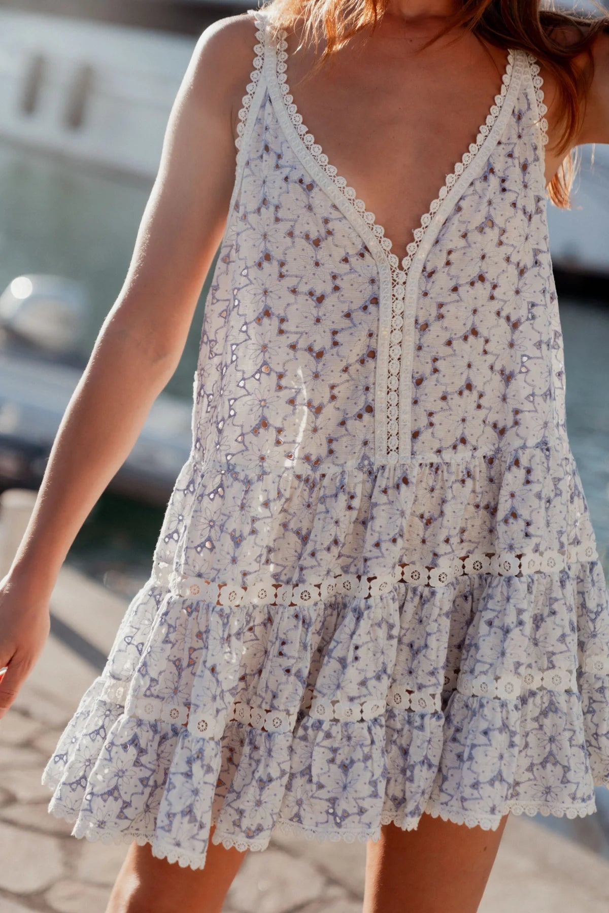 Sunday Saint Tropez Marylin Embroidered Dress Lavander