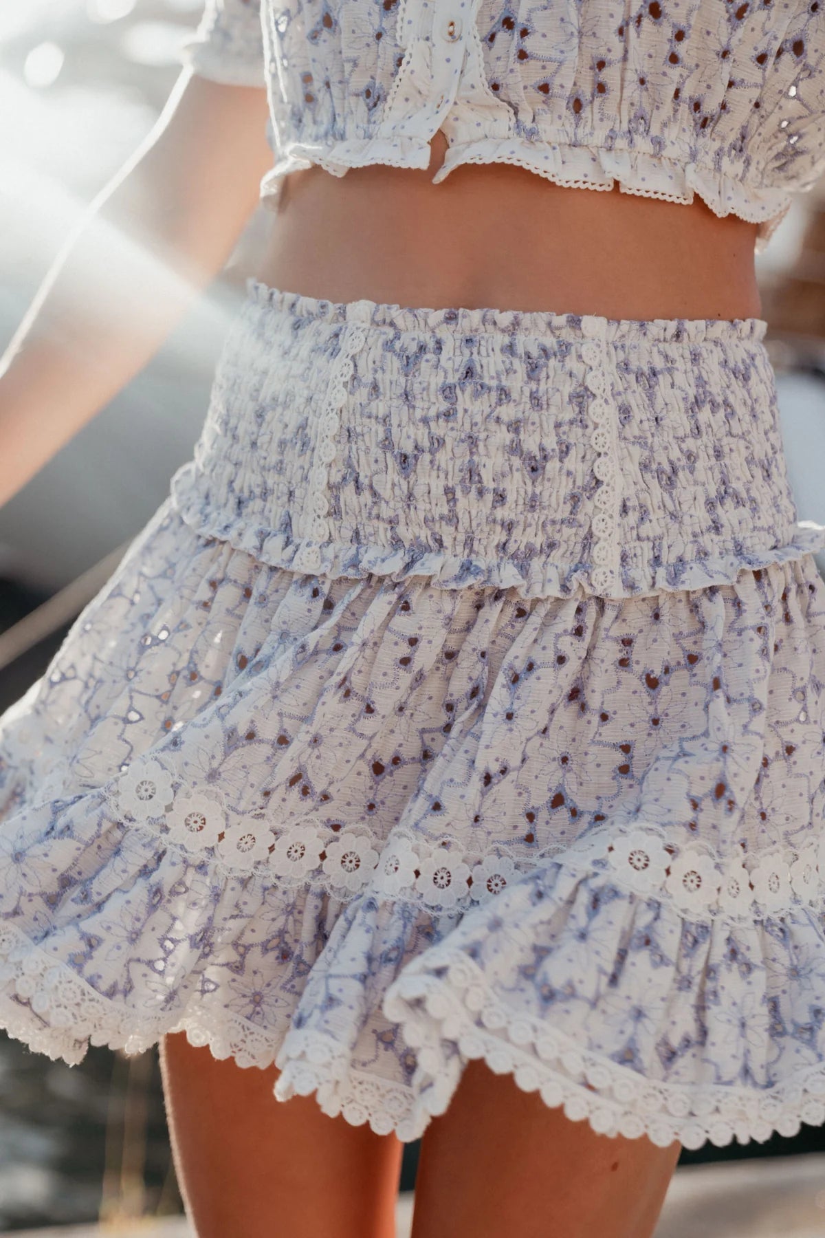Sunday Saint Tropez Zolita Embroidered Skirt Lavender