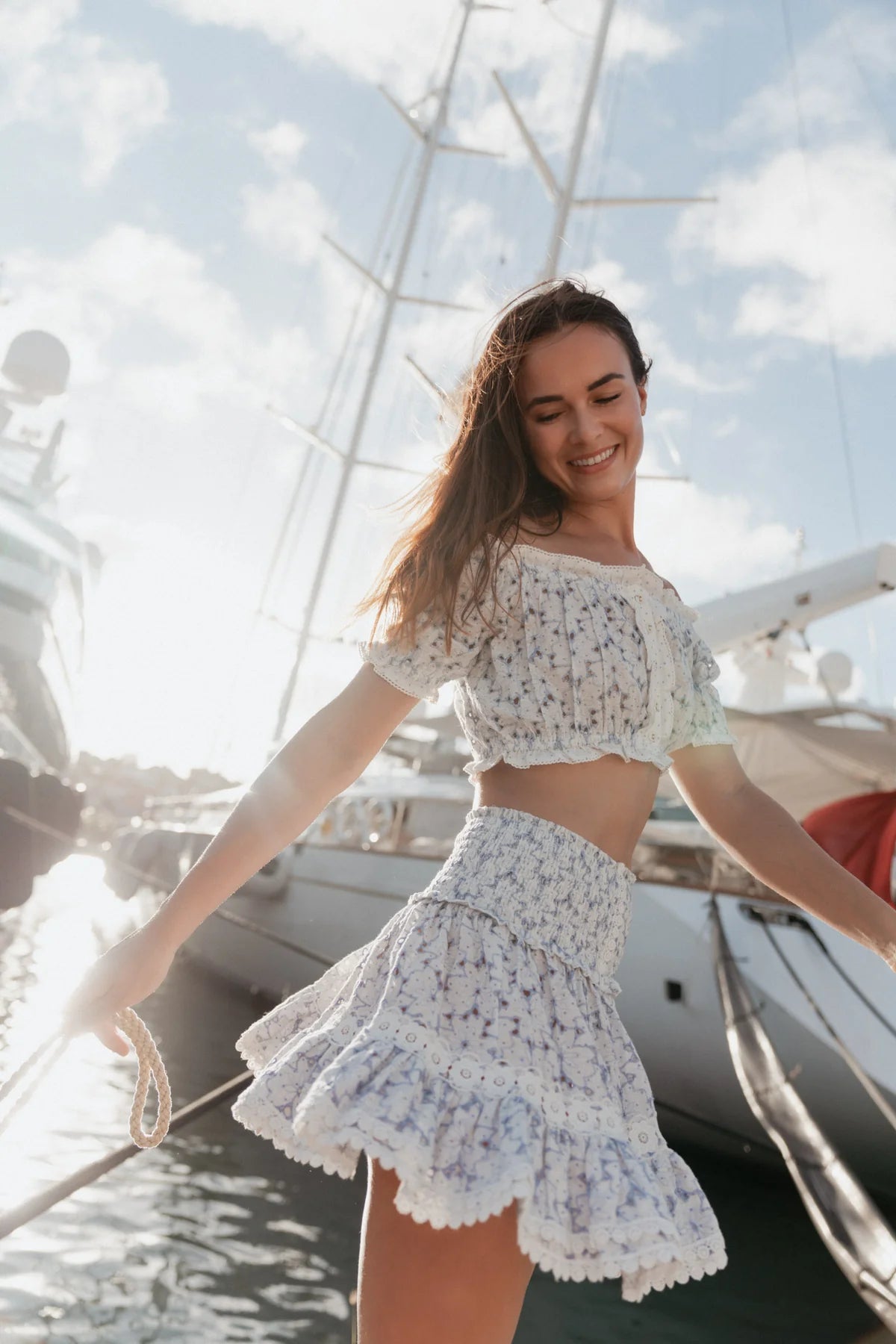 Sunday Saint Tropez Zolita Embroidered Skirt Lavender