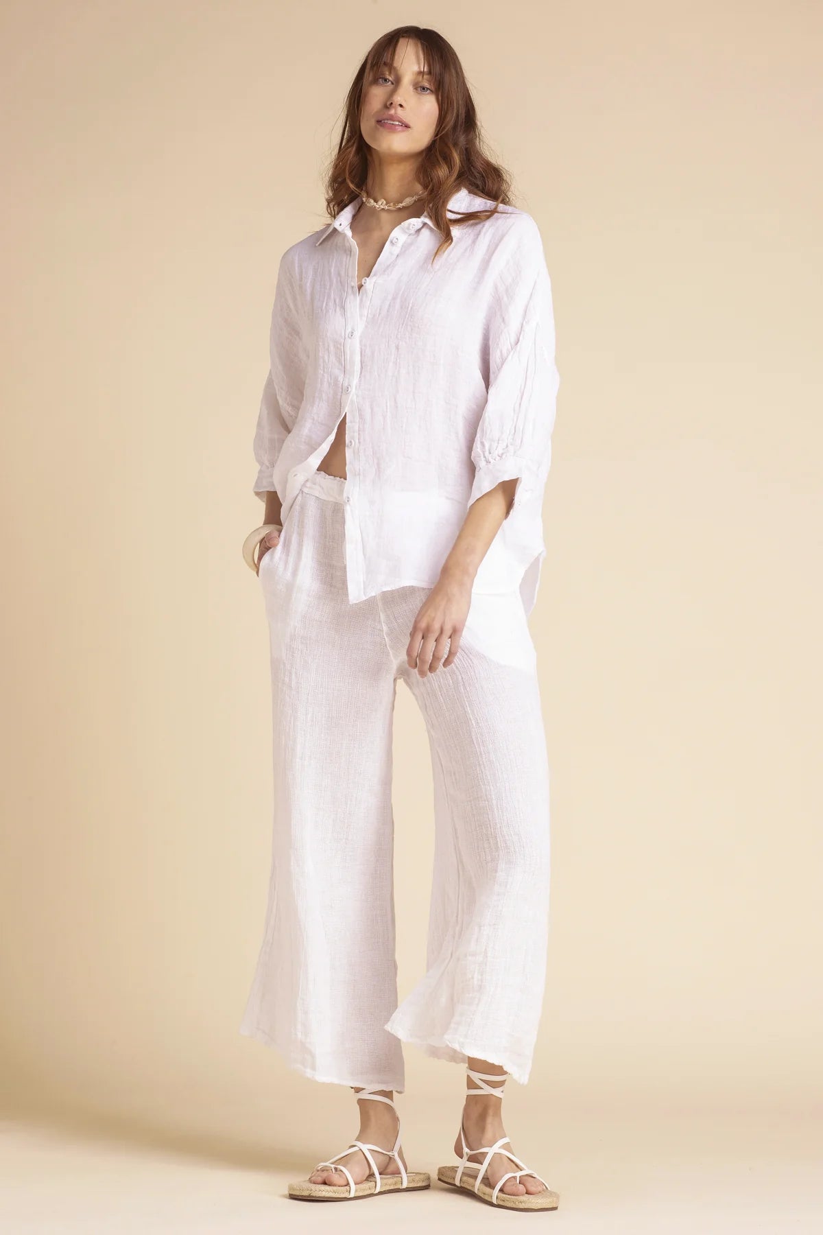 Sunday Saint Tropez Planteur Linen Shirt White