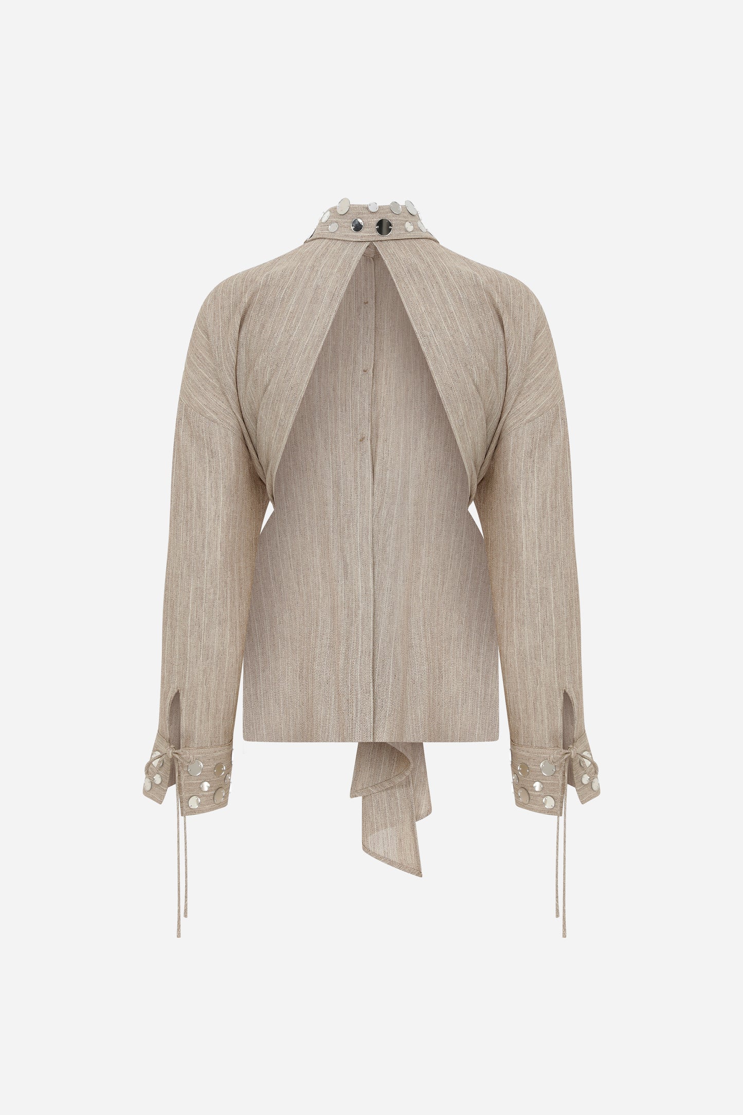 ILA MOSES Open Back Linen Shirt with Handmade Mirror Details