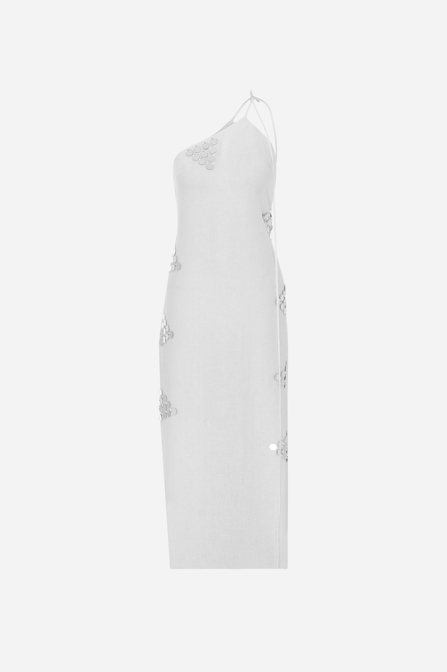 ILA ODINE Linen Dress with Handmade Mirror Details
