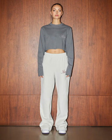 SOON TO BE ANNOUNCED Soon Embroidery L/S Crop T-Shirt Lava Smoke