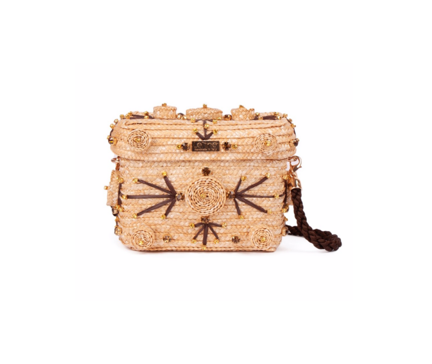 Le Nine Mini Trunk Natural Raffia Bag Cacao
