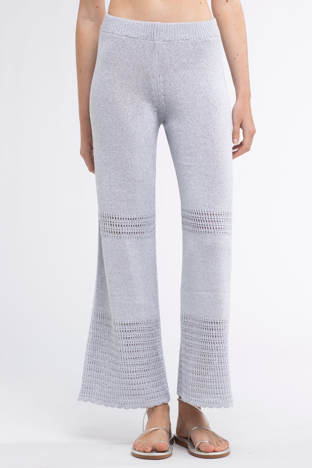 Sunday Saint Tropez Tina Crochet Lurex Pants Silver