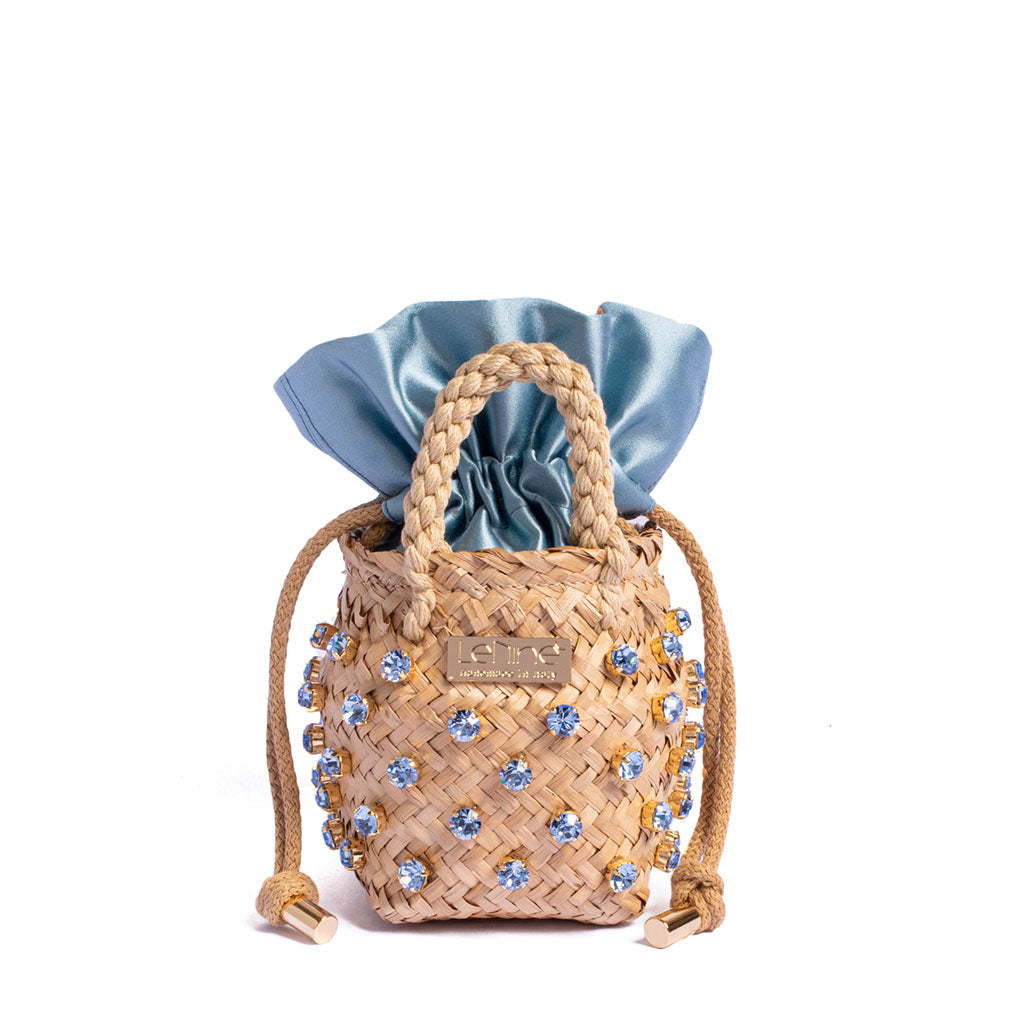 Le Nine Tiny Double Sapphire Light Raffia Bag