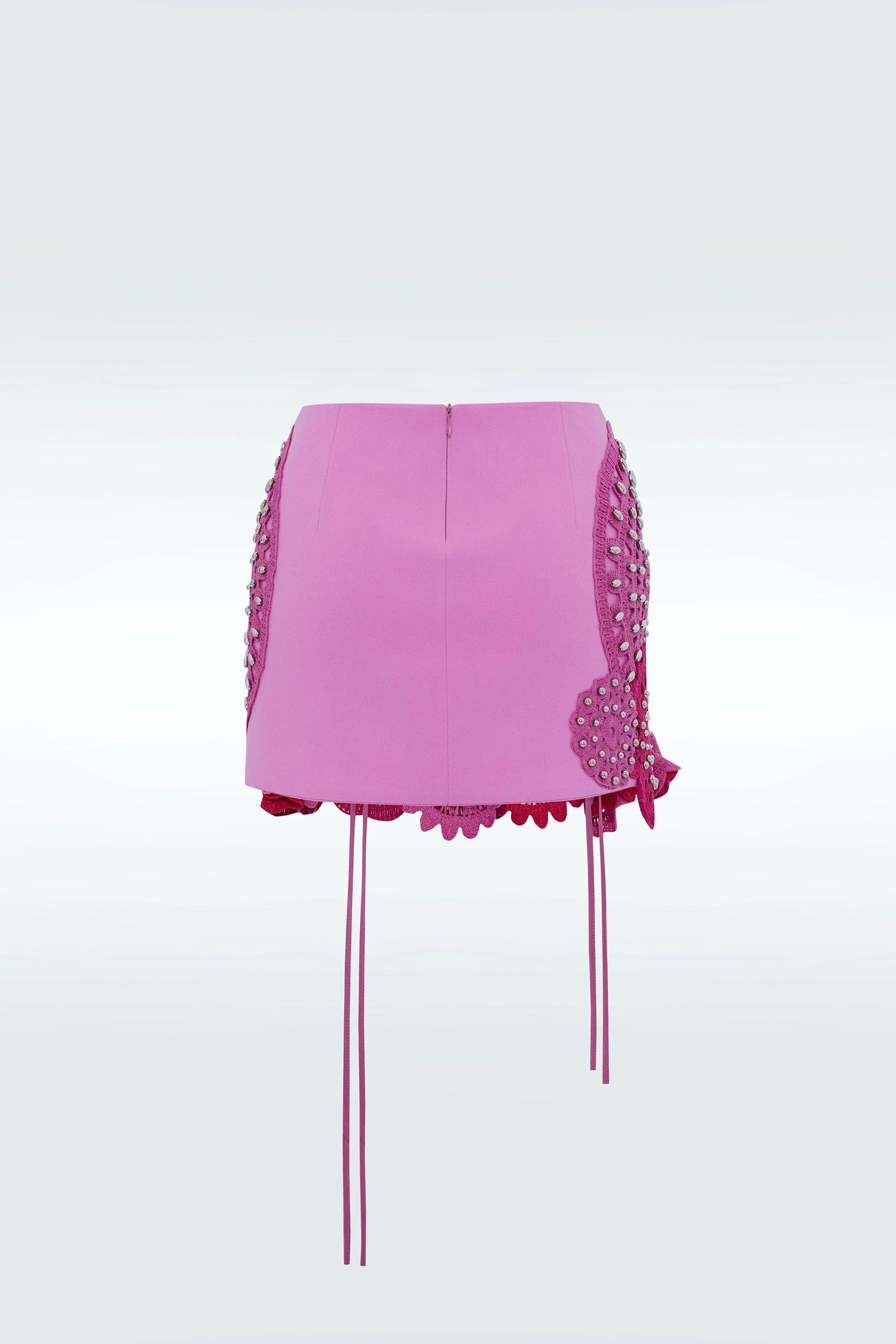 Zeynep Tosun 3-D Flower Stud Skirt Pink