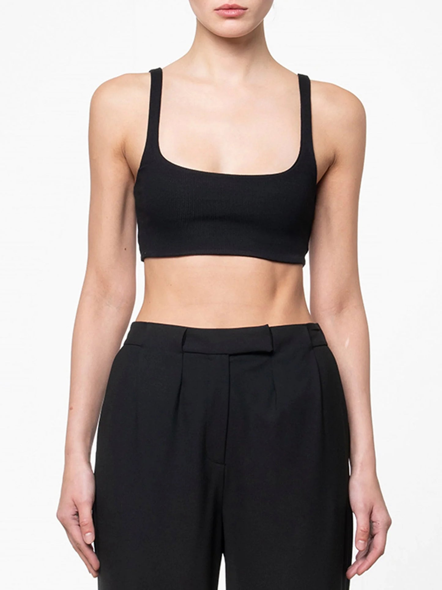 SOON TO BE ANNOUNCED Black on Black Ribbed Tank Top No1