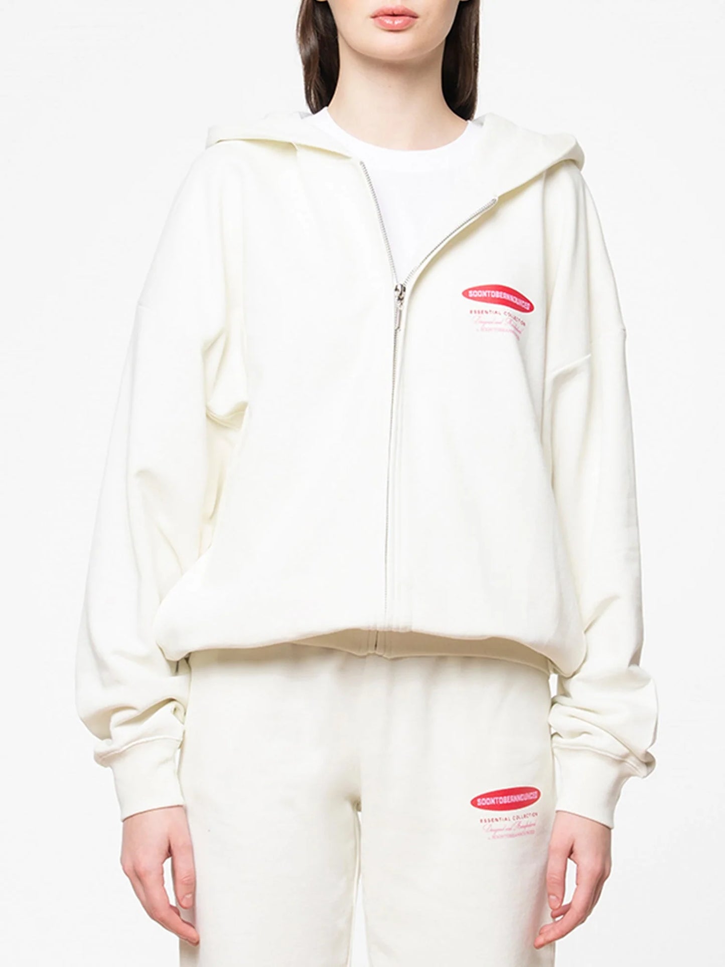 SOON TO BE ANNOUNCED Essentials Logo Zip Hoodie White Asparagus