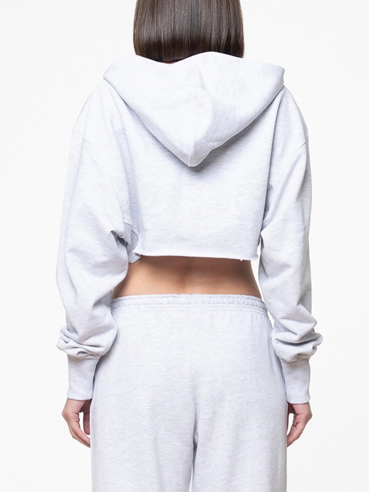 SOON TO BE ANNOUNCED Essentials Crop Hoodie Grey Melange
