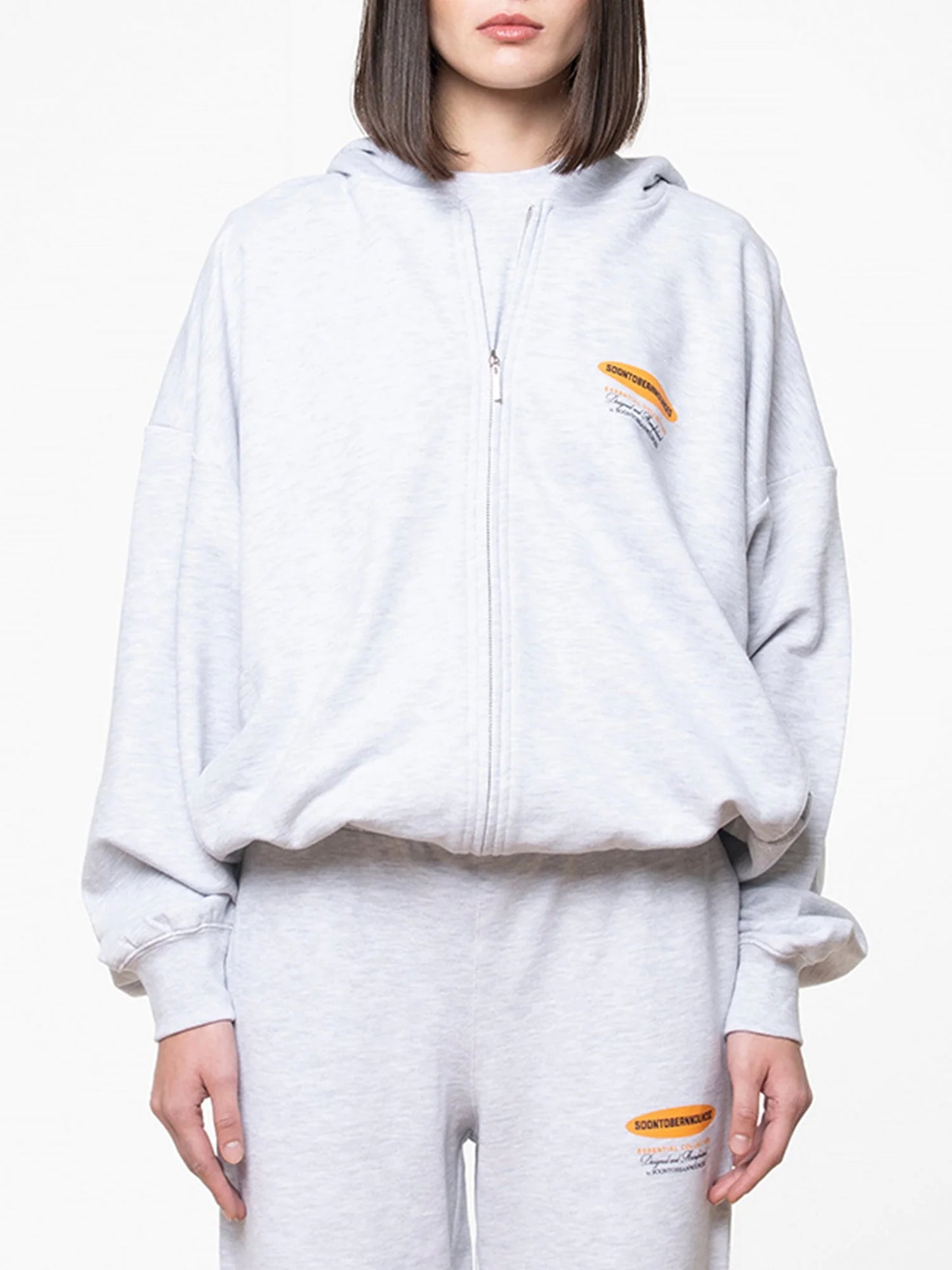 SOON TO BE ANNOUNCED Essentials Logo Zip Hoodie Grey Melange