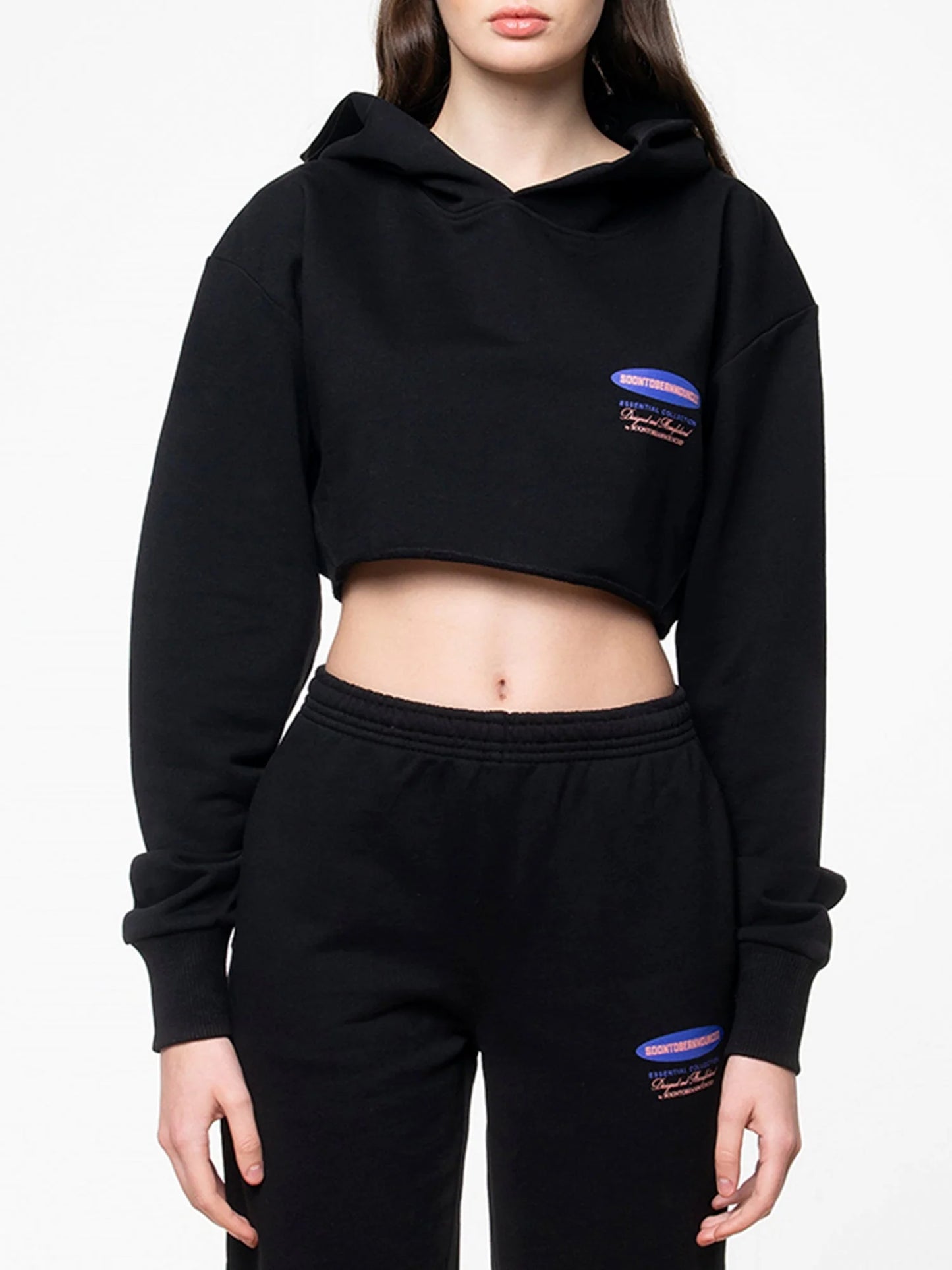 SOON TO BE ANNOUNCED Essentials Crop Hoodie Peat Black