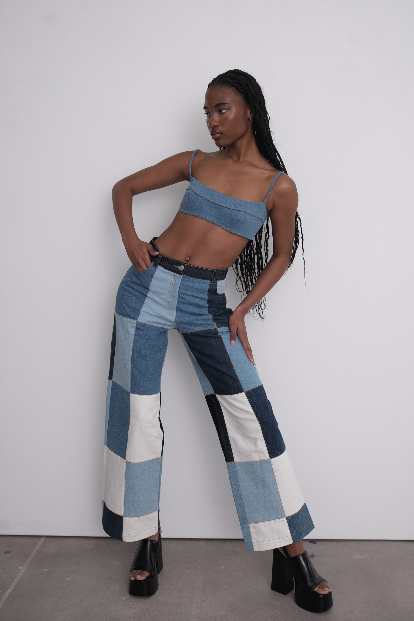 CEKETTE Patchwork Denim Pants