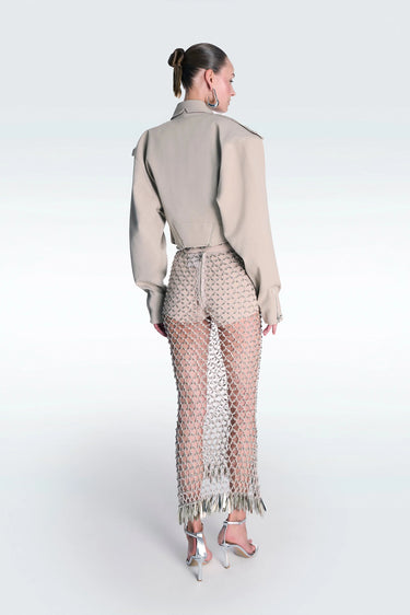 Zeynep Tosun Cannes Midi Skirt Beige