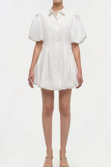 Simkhai Cleo Balloon Pintuck Mini Dress White