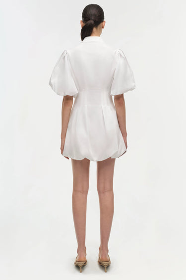 Simkhai Cleo Balloon Pintuck Mini Dress White