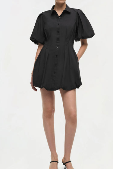 Simkhai Cleo Balloon Pintuck Mini Dress Black