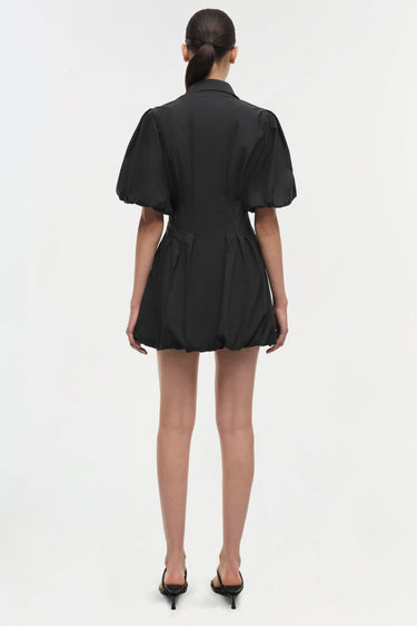 Simkhai Cleo Balloon Pintuck Mini Dress Black