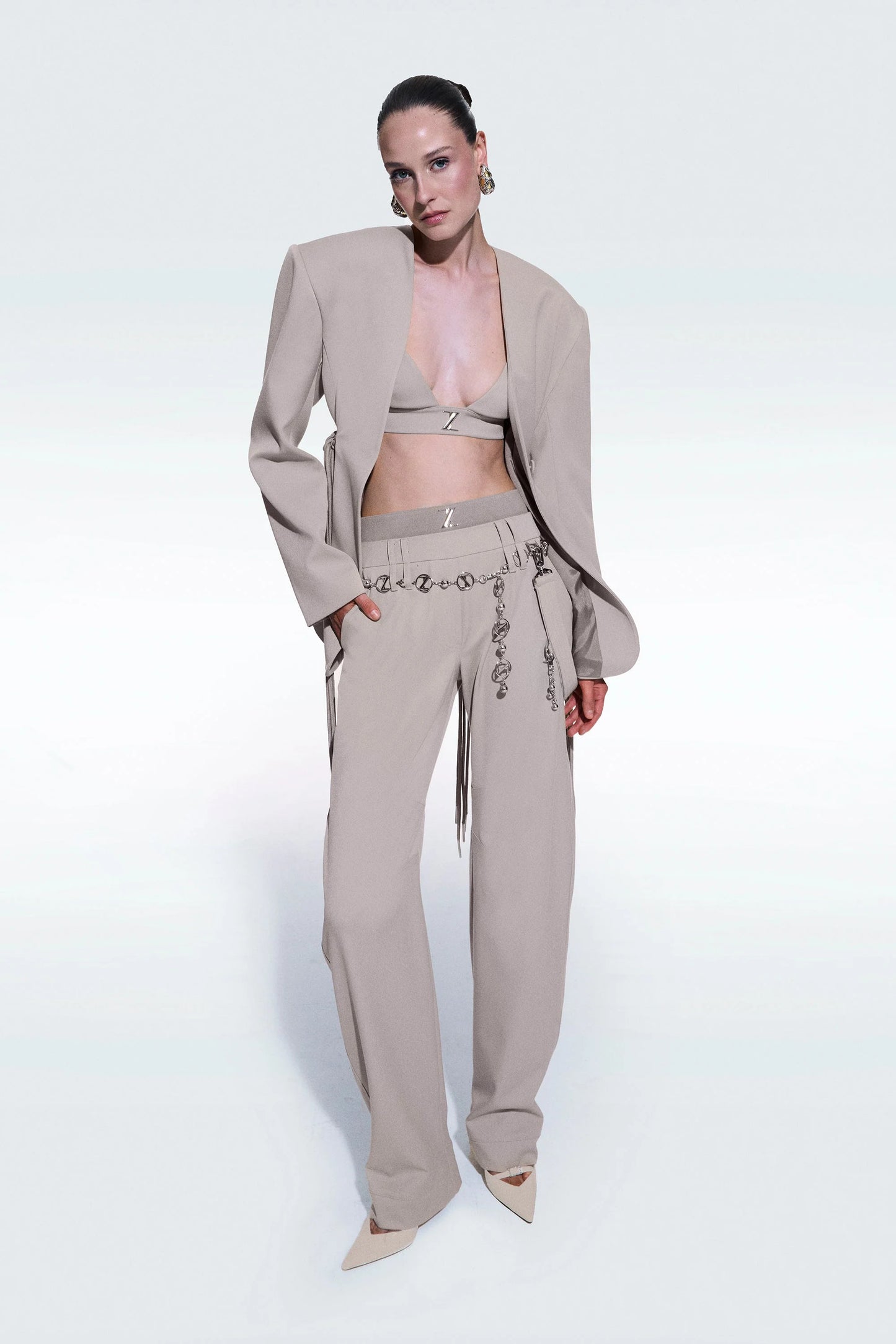 Zeynep Tosun Logo Top Beige