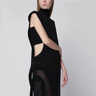 Francesco Murano Single Sleeve High Neck Dress Black