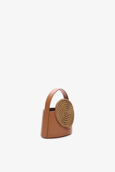 DESTREE MINI GUNTHER PASSEMENTERIE TABACCO LEATHER BAG