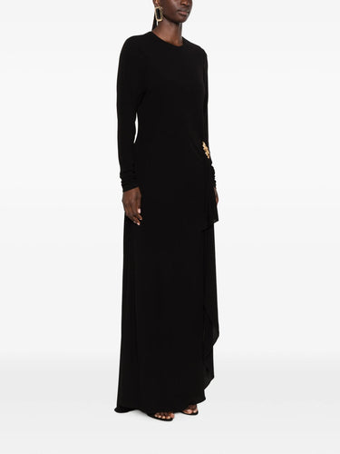 Moschino Dress Viscose Organzine black with Gold bow detail