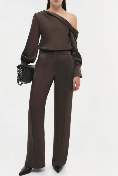 Simkhai Alice One Shoulder Top Chocolate