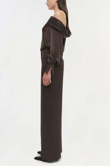 Simkhai Alice One Shoulder Top Chocolate