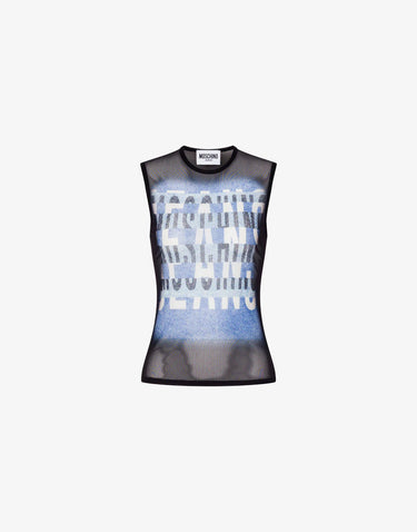 Moschino Jeans Printed Mesh Top