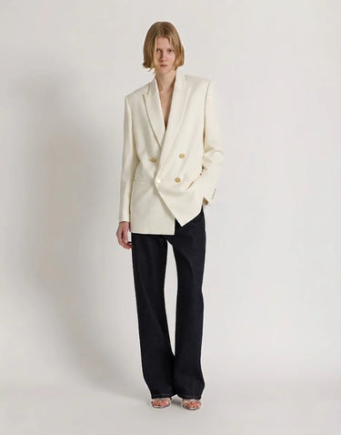 Alberta Ferretti Double-breasted satin blazer White