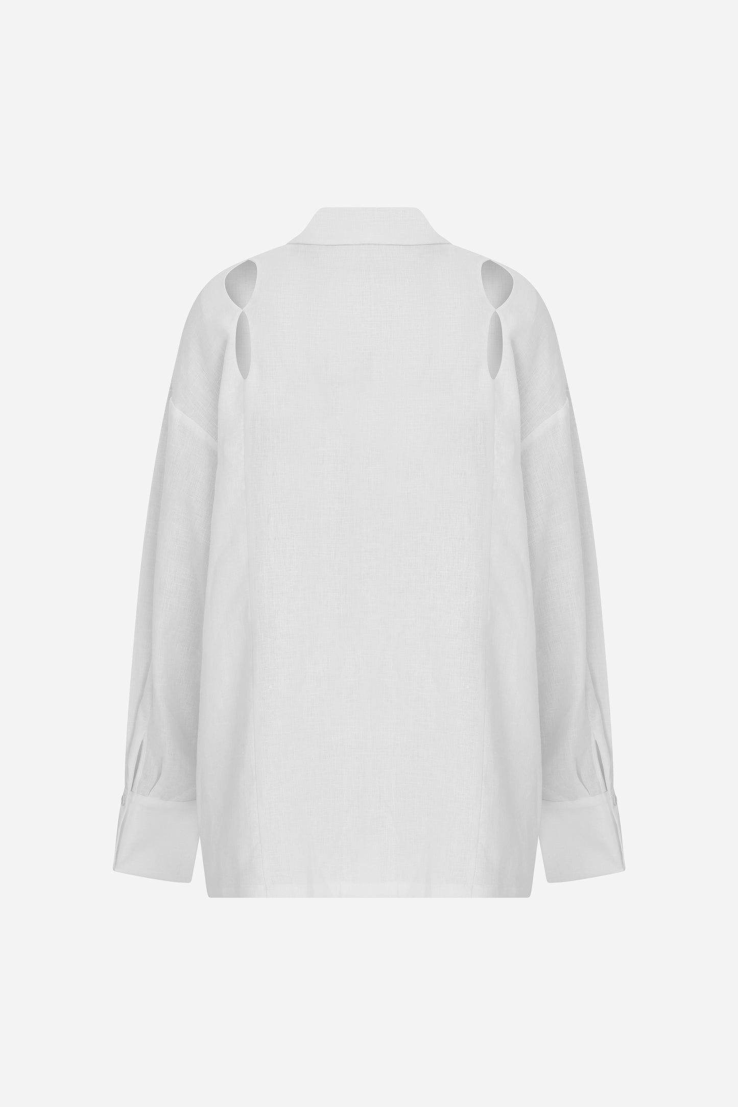 ILA ALDA White Linen Shirt with Cutout Details