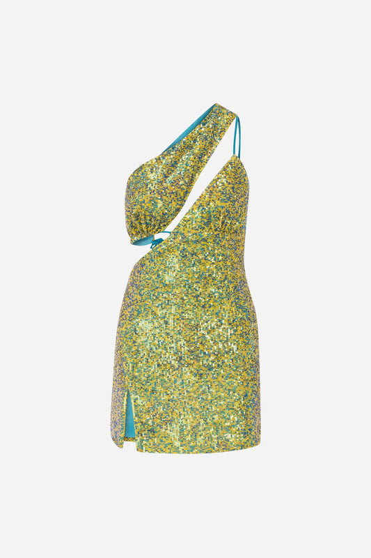 ILA AMAYA  Silk Sequin Mini Dress