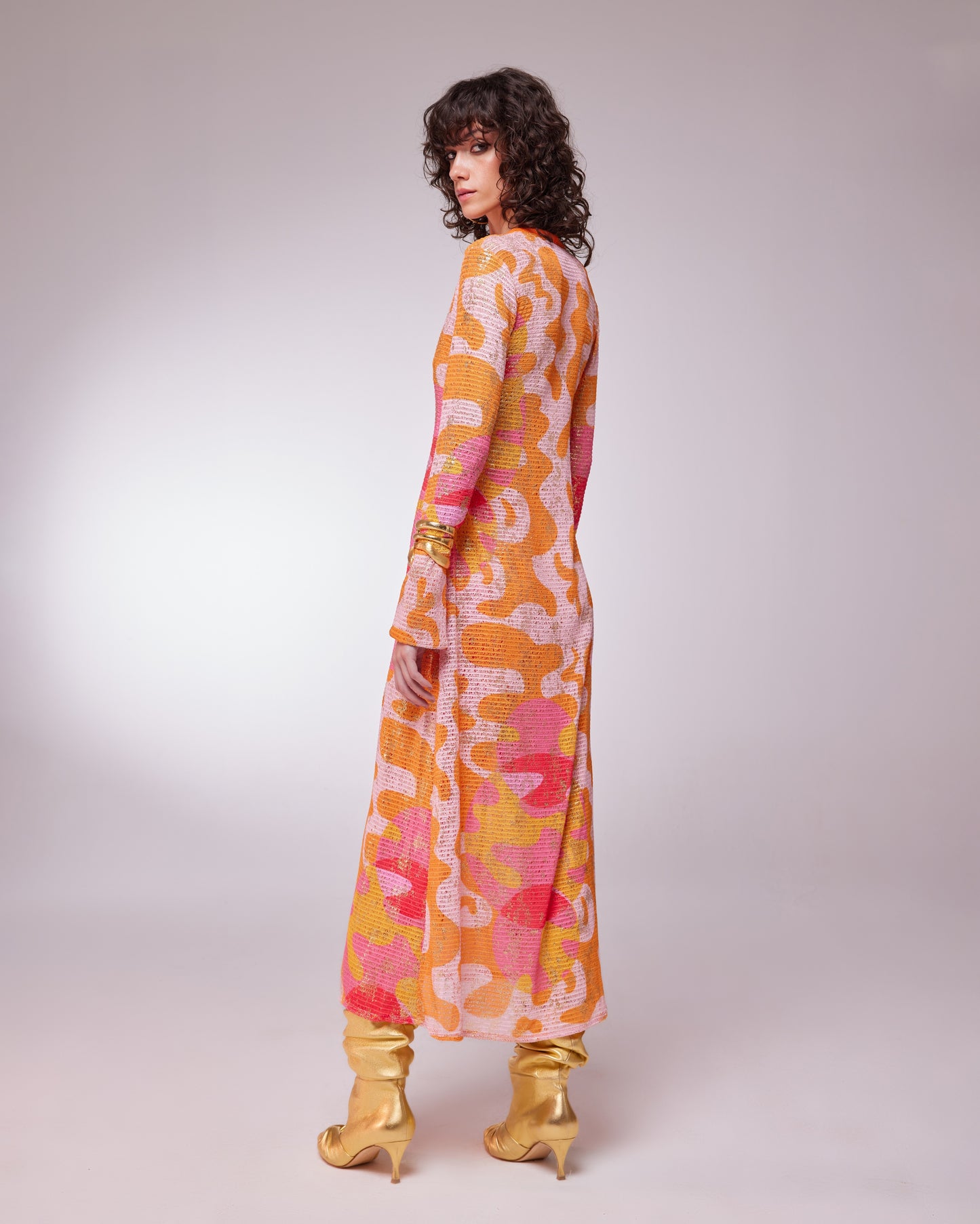 FARDA MULTICOLOUR KIMONO WITH FLOWER SHAPED ACCESSORY