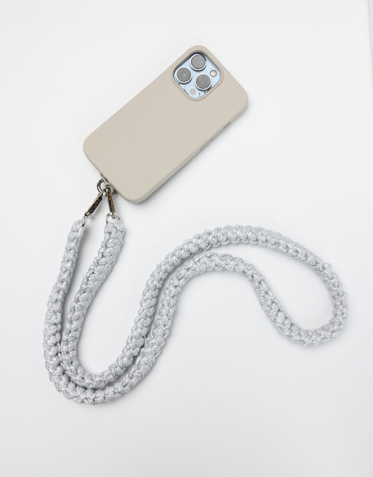 Metallic Bright White Phone strap