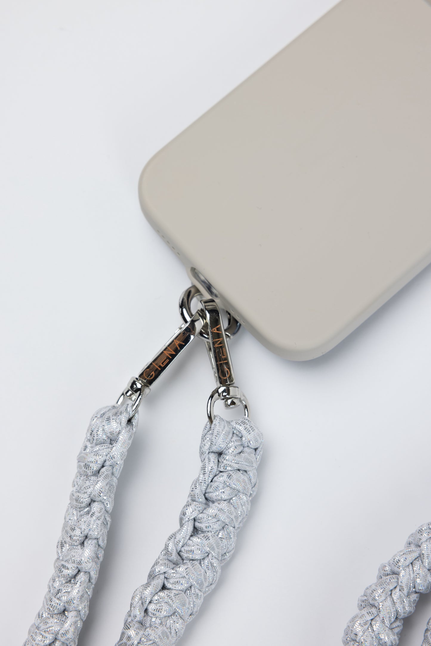 Metallic Bright White Phone strap