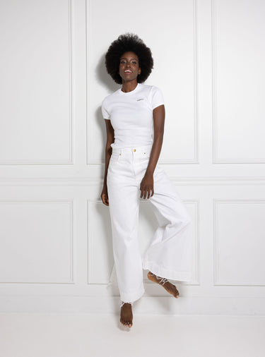Alberta Ferretti In Store Exclusive White Denim Bell Bottom
