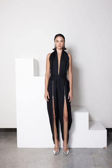 Coperni Zipped Sarouel Jumpsuit Black