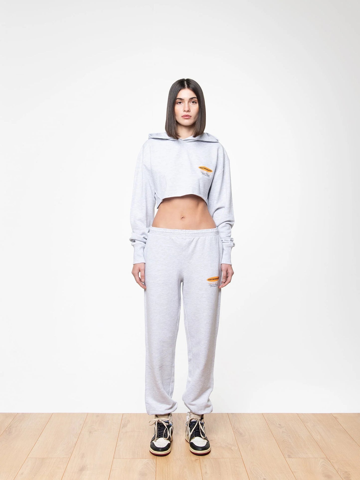 SOON TO BE ANNOUNCED  Essentials Crop Hoodie Grey Melange