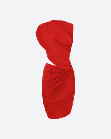 Alex Perry Sleeveless Twist Mini Dress in Jersey Scarlet