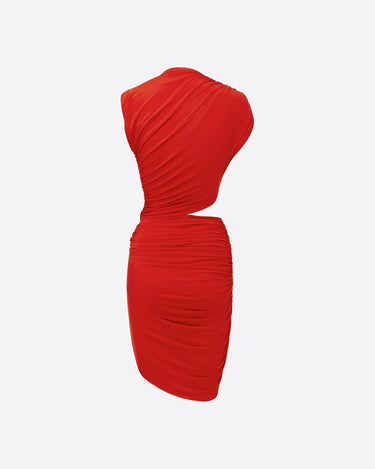 Alex Perry Sleeveless Twist Mini Dress in Jersey Scarlet