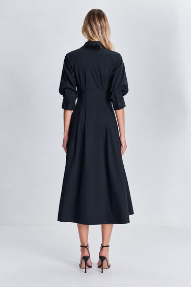 Simkhai Jazz Embellished Pintuck Midi Dress Black